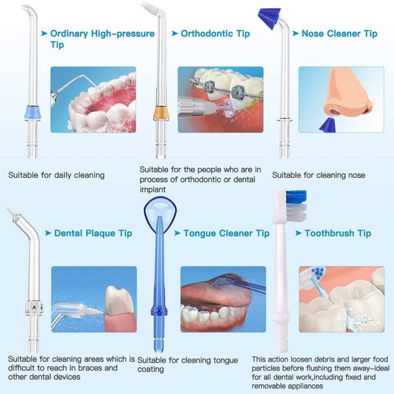 H2O Water Floss خيط الأسنان المائي 5 سرعات 8 فوهات خزان 300 ملي Water Flosser - خيط الأسنان المائي Smart Techs, Better Living