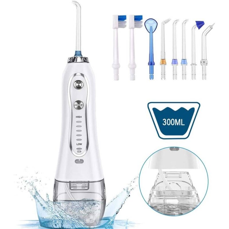 H2O Water Floss خيط الأسنان المائي 5 سرعات 8 فوهات خزان 300 ملي Water Flosser - خيط الأسنان المائي Smart Techs, Better Living