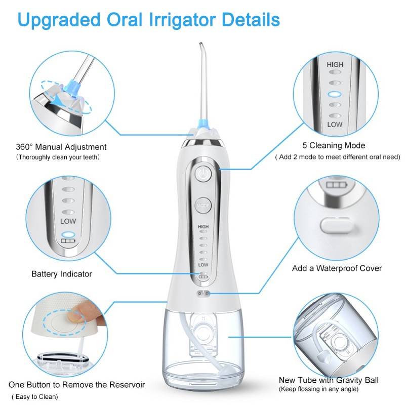 Portable Water Flosser 300ML IPX7 Waterproof Cordless Dental Oral Irrigator and Rechargeable Water Flossing for Home and Travel