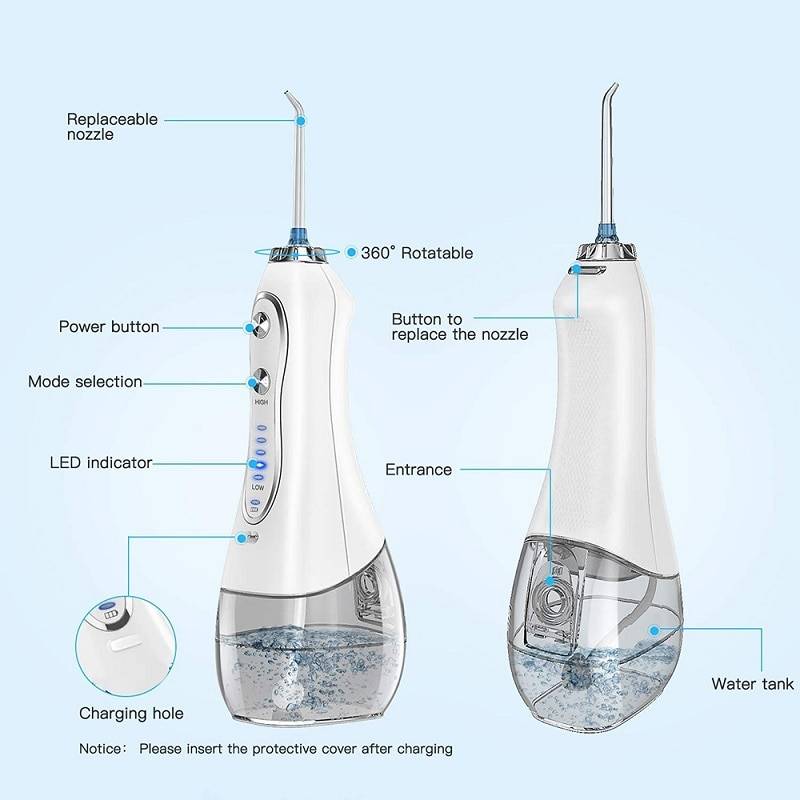 Portable Water Flosser 300ML IPX7 Waterproof Cordless Dental Oral Irrigator and Rechargeable Water Flossing for Home and Travel