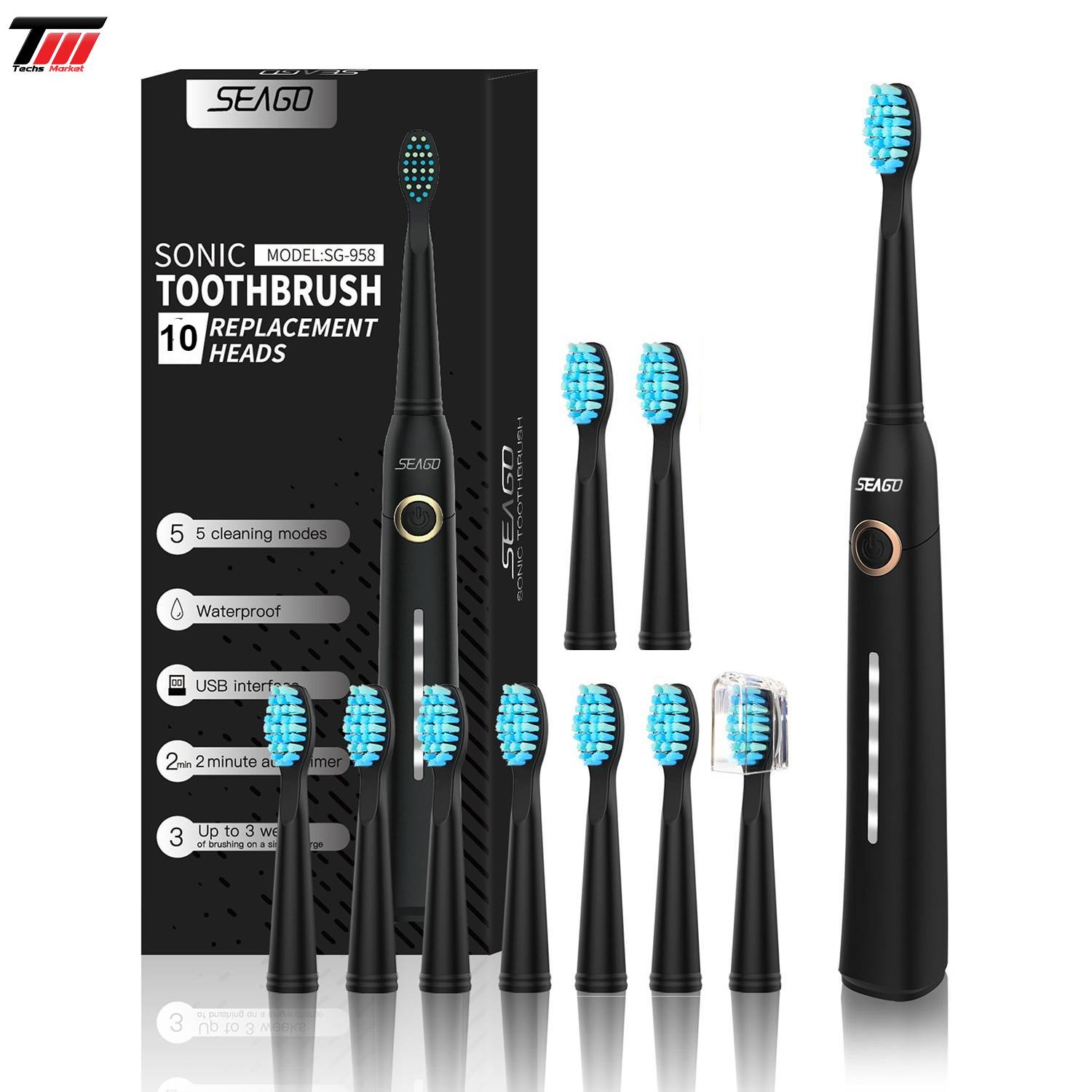 Seago Sonic Electric Toothbrush Tooth brush USB Rechargeable adult Waterproof Ultrasonic automatic 5 Mode with Travel case Seago Sonic Electric Toothbrush Tooth brush USB Rechargeable adult Waterproof Ultrasonic automatic 5 Mode with Travel case
