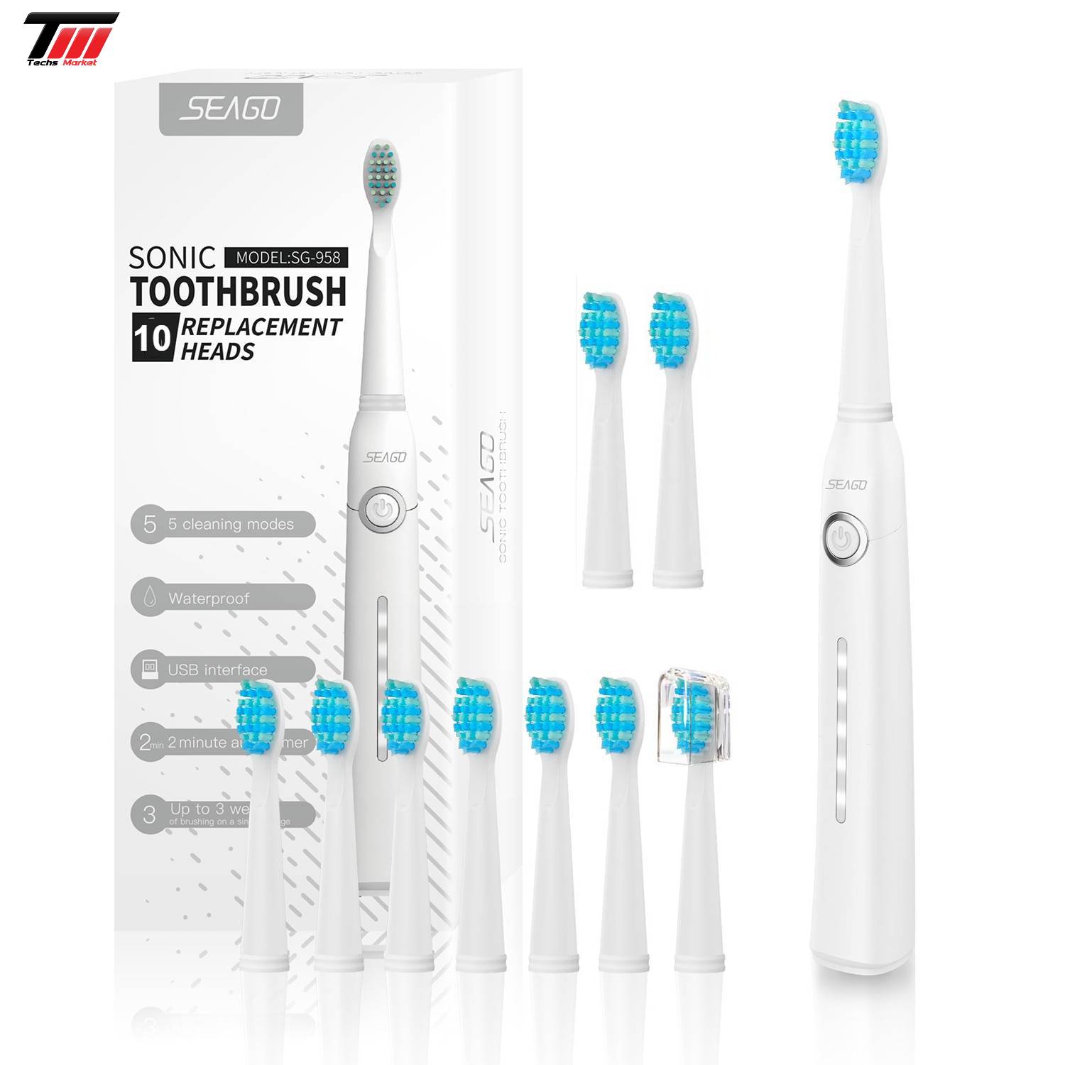 Seago Sonic Electric Toothbrush Tooth brush USB Rechargeable adult Waterproof Ultrasonic automatic 5 Mode with Travel case Seago Sonic Electric Toothbrush Tooth brush USB Rechargeable adult Waterproof Ultrasonic automatic 5 Mode with Travel case
