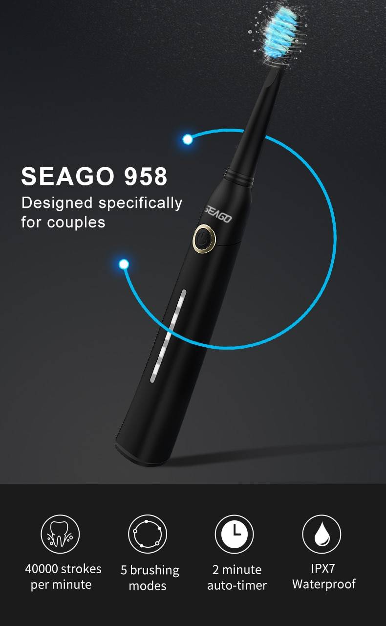 Seago Sonic Electric Toothbrush Tooth brush USB Rechargeable adult Waterproof Ultrasonic automatic 5 Mode with Travel case Seago Sonic Electric Toothbrush Tooth brush USB Rechargeable adult Waterproof Ultrasonic automatic 5 Mode with Travel case