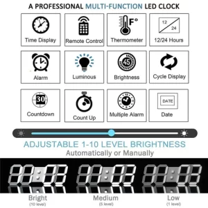 6608 | ساعة حائط ذكية ثلاثية الأبعاد تعمل بالتحكم عن بعد ومتعددة الوظائف الاضاءة والادوات الكهربائية