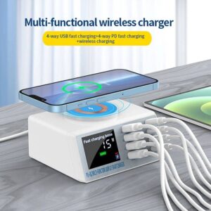 شاحن وايرليس سريع مع 8 منافذ شحن وشاشة FAST 8 PORT CHARGER LIGHTS-ELECTRICITY Smart Techs, Better Living