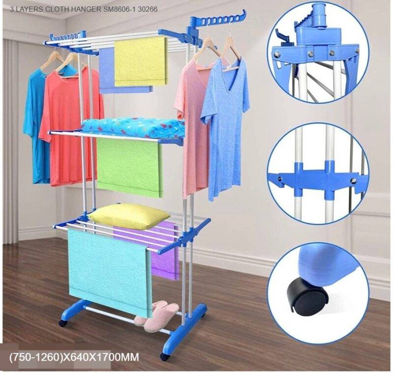 3 LAYER CLOTH HANGER – منشر ملابس 3 ادوار LESS 10 KD Smart Techs, Better Living