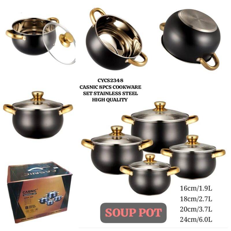 8 PIECES STAINLESS STEEL SOUP POT – طقم طهي ستانليس 8 قطع LESS 10 KD Smart Techs, Better Living