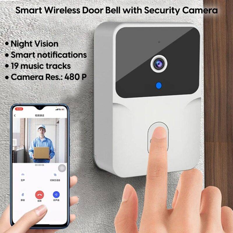 SMART WIRELESS DOOR BELL WITH SECURITY CAMERA – جرس باب مزود بكاميرا LESS 10 KD Smart Techs, Better Living