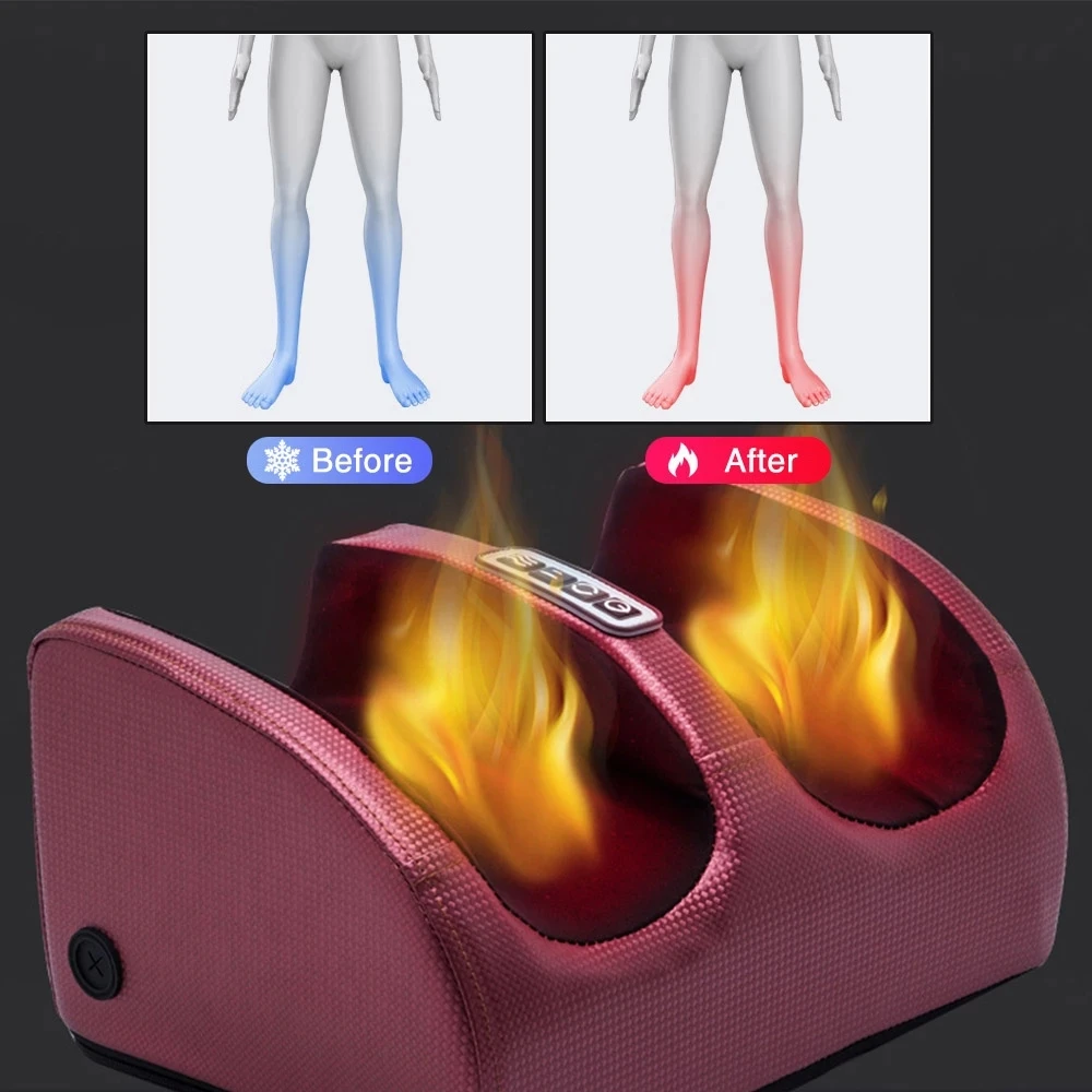 Electric Foot Massager Shiatsu Kneading Deep Tissue Relax Heated Roller Calf Pain Relief Fatigue Muscles Vibrator Machine Health LESS 10 KD Smart Techs, Better Living