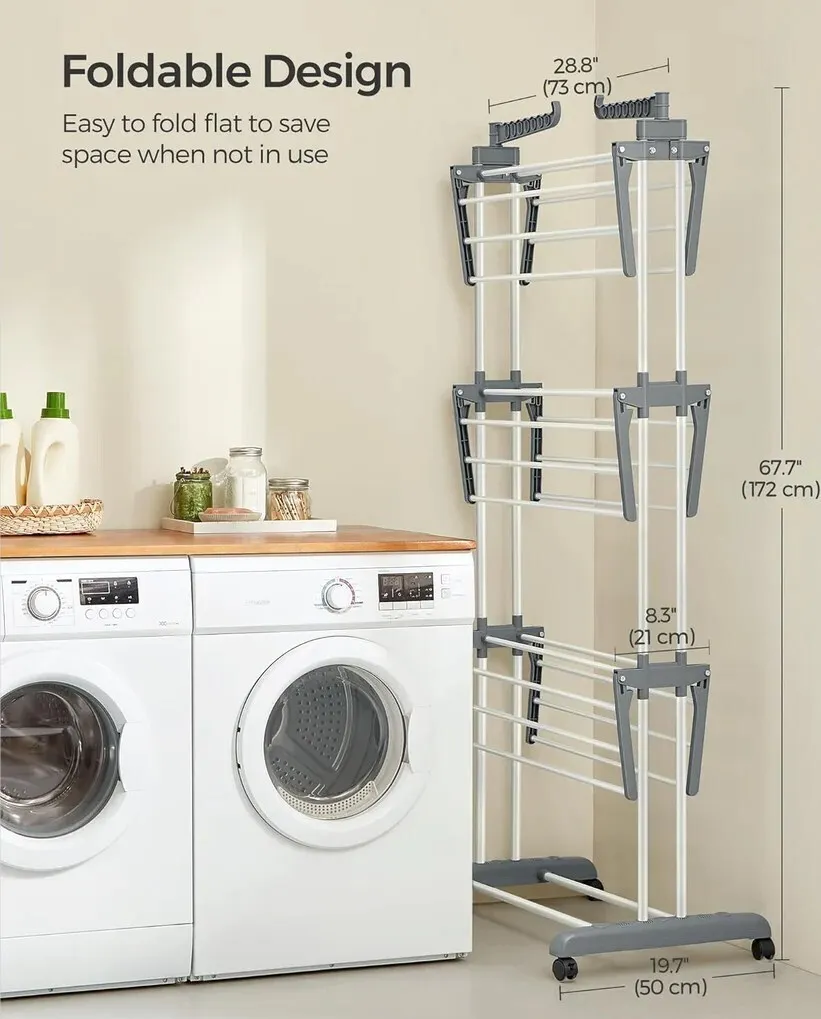 Home removable 3-layers drying rack Foldable telescopic towel hanging rack Indoor Outdoor Adjustable Floor standing drying rack