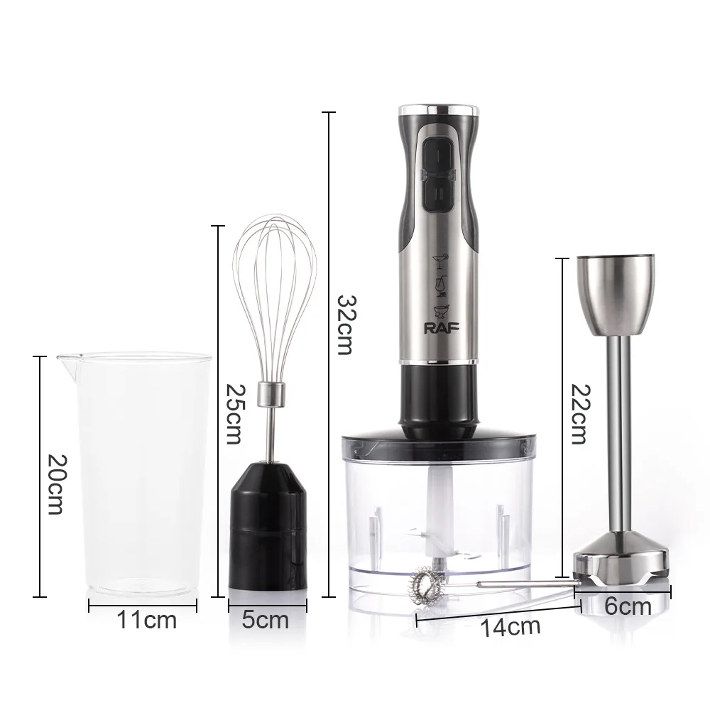 RAF Electric Blender SET 800W High Power 4 IN 1 – خلاط كهربائي متعدد الوظائف بقوة 800 واط، 4 في 1 LESS 10 KD 1600W High Power 4 IN 1 Multi-function Electric Blender Set Household Handheld Blender Juicer Meat Grinder Electric Milk Frother LESS 10 KD Smart Techs, Better Living