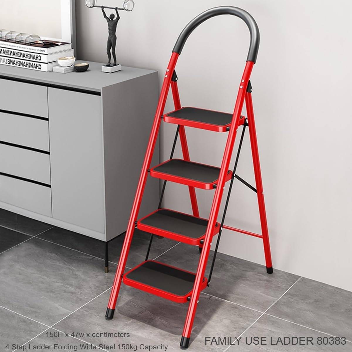4 STEP LADDER FOLDER FOLDING WIDE STEEL 150KG CAPACITY – سلم قابل للطي بأربع درجات يتحمل وزنًا 150 كجم LESS 10 KD 4 STEP LADDER FOLDER FOLDING WIDE STEEL 150KG CAPACITY – سلم قابل للطي بأربع درجات يتحمل وزنًا 150 كجم LESS 10 KD New Arrival SALE Smart Techs, Better Living