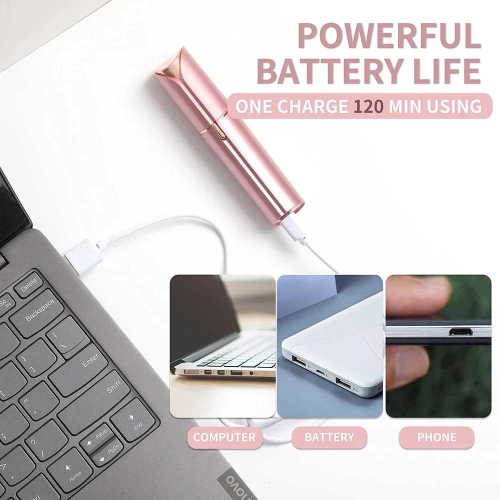 Rechargeable Facial Hair Remover – مزيل شعر الوجه القابل لإعادة الشحن LESS 10 KD Facial Hair Remover for Women Painless Face Hair Trimmer Rechargeable Mini Epilator Lady Shaver Portable Electric Razor for Lips LESS 10 KD Smart Techs, Better Living