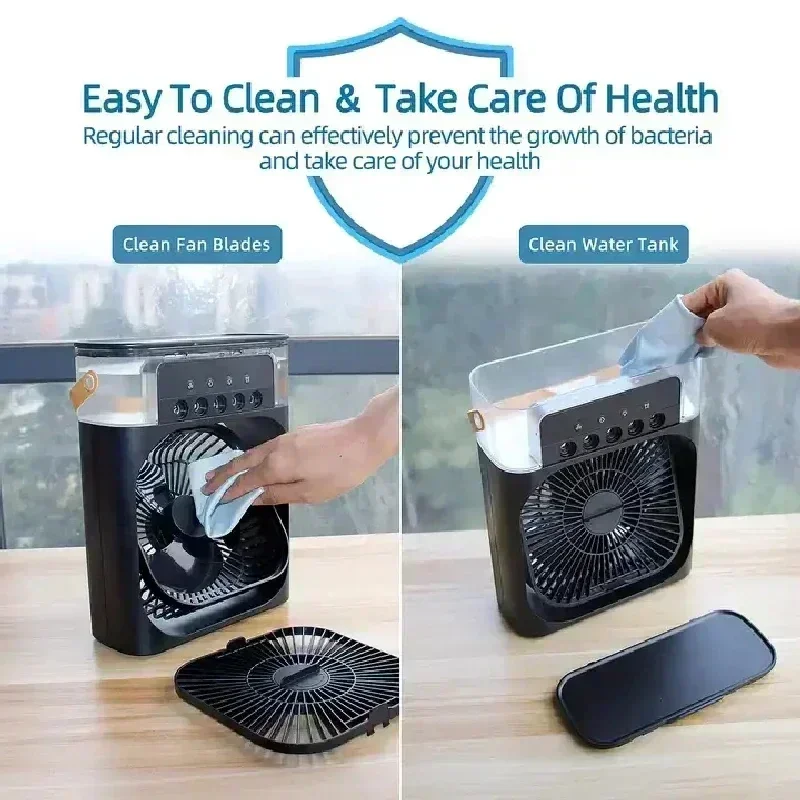 3-in-1 Portable Fan Air Conditioner – مروحة ومكيف هواء محمول 3 في 1 LESS 10 KD Home 3-in-1 Portable Fan Air Conditioner – Hot Sale! USB Powered with Humidifier & LED Night Light LESS 10 KD Smart Techs, Better Living