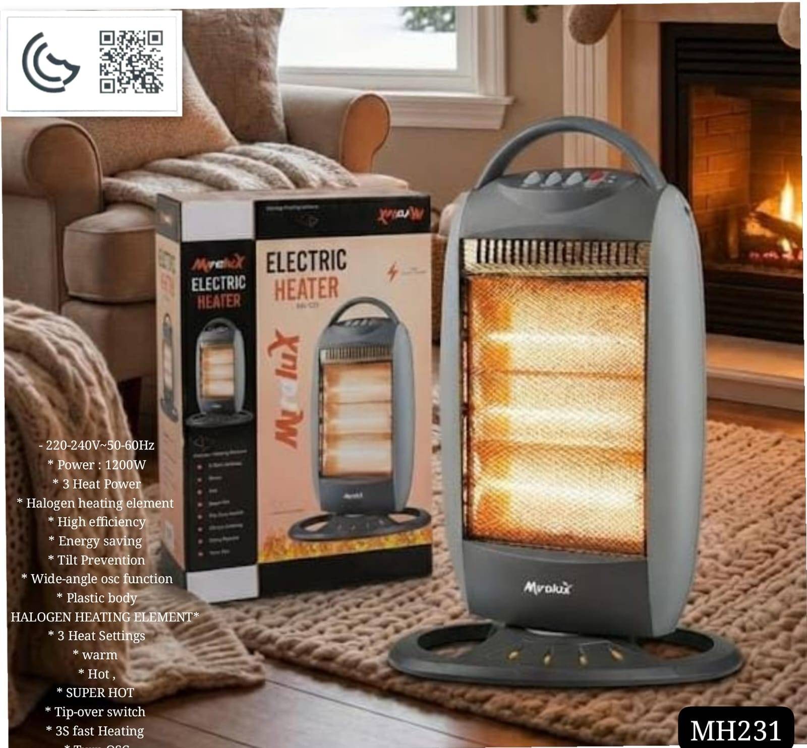 MIRALUX HEATER 400W 1200W 3 HEAT LEVEL – دفاية ميرالوكس 1200واط 3 مستويات للحرارة LESS 10 KD MIRALUX HEATER 400W 800W 2 HEAT LEVEL – دفاية ميرالوكس 400 واط 800 واط مستويان للحرارة LESS 10 KD New Arrival SALE Smart Techs, Better Living