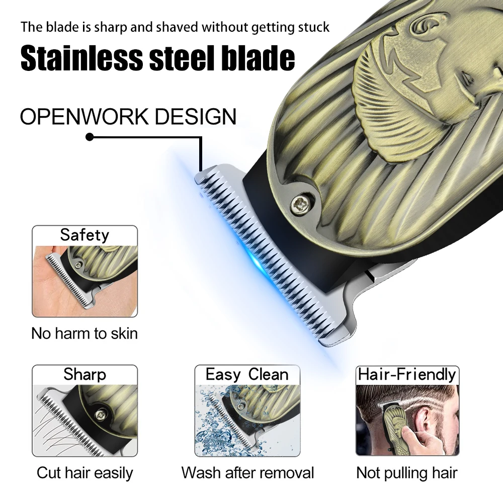 Rechargeable Hair Clipper – ماكينة قص الشعر القابلة لإعادة الشحن LESS 10 KD USB Rechargeable Hair Clipper Barber Professional Electric hair trimmer Shaver Trimmer Beard 0mm Hair Cutting Machine for men LESS 10 KD Smart Techs, Better Living