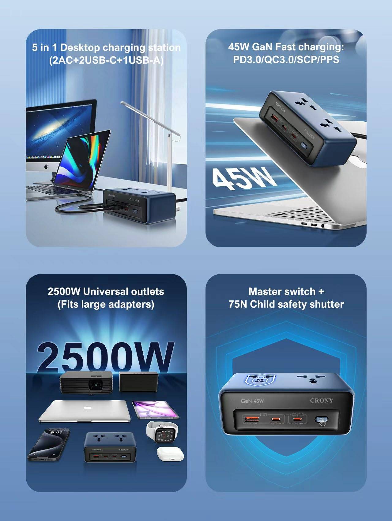محطة الشحن السريع CRONY 5C1 بقوة 45 واط – محطة الشحن السريع كروني بقوة 45 واط LESS 10 KD CRONY 5C1 FAST CHARGING STATION 45 WATT – محطة الشحن السريع كروني بقوة 45 واط Smart Techs, Better Living