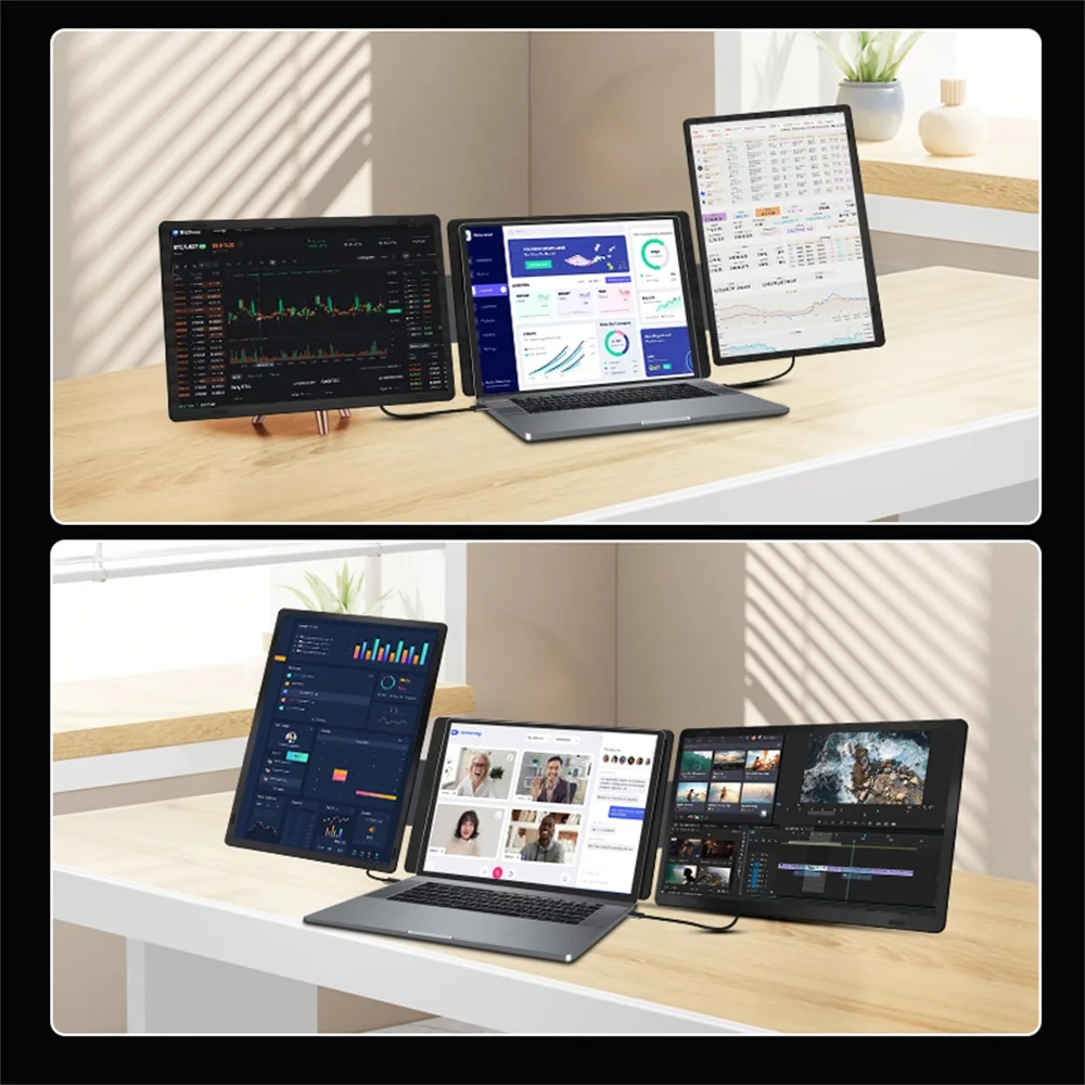 Dual Screen Portable Monitor Extender for Laptop Rotatable FHD 1080P Type C HDMI MacBook Windows Gaming