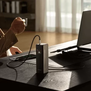 EcoFlow RAPID Pro Power Bank (27,650mAh, 300W, 140W Built-in Cable) – Silver – إيكو فلو رابد برو بطارية شحن متنقلة بسعة ٢٧,٦٥٠ مللي أمبير مع كابل قابل للسحب بقوة ١٤٠ واط EcoFlow