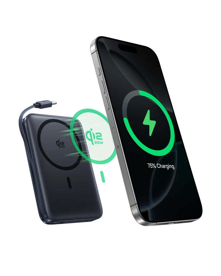 Baseus PicoGo AM61 Qi2.2 Magnetic Power Bank with Detachable Cable 10000mAh 45W – Cosmic Black – BASEUS Baseus PicoGo AM61 Qi2.2 Magnetic Power Bank with Detachable Cable 10000mAh 45W - Cosmic Black - - Image 2