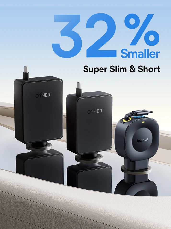 Baseus PrimeTrip VR2 Car Charger with Retractable Cable 45W - Cosmic Black - بيسوس شاحن سيارة مع كابل قابل للسحب بقوة 45 واط PrimeTrip VR2 - أسود - Image 4