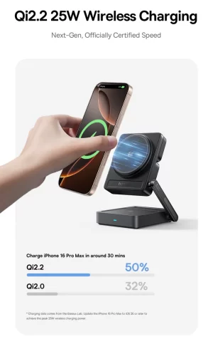 Baseus MagPro 3-in-1 Magnetic Wireless Charger 25W – Black – بيسوس شاحن لاسلكي مغناطيسي MagPro 2 في 1 25W – أسود BASEUS