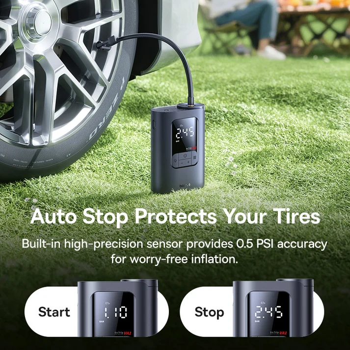 Baseus GoTrip VA1 Super Mini Cordless Inflator 22-Cylinder - Cosmic Black - بيسوس منفاخ إطارات لاسلكي صغير للغاية GoTrip VA1، سعة ٢٢ إطارات - أسود - Image 5
