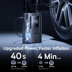 Baseus GoTrip VA1 Super Mini Wired Inflator 22-Cylinder – Cosmic Black – بيسوس منفاخ إطارات سلكي صغير للغاية GoTrip VA1، سعة ٢٢ إطارات – أسود BASEUS