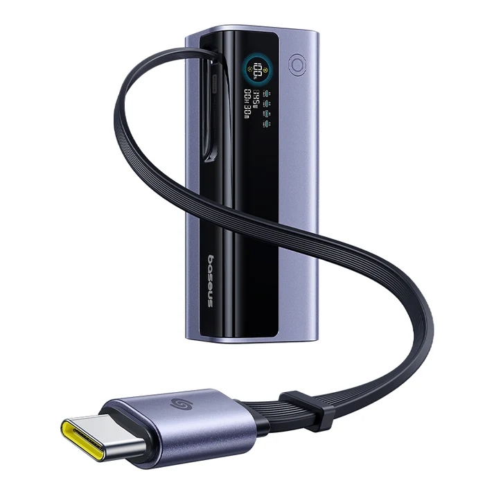 Baseus EnerGeek GR11 Power Bank 20000mAh 145W with Retractable Cable – Grey – بيسوس بطارية شحن متنقلة بقوة ١٤٥ واط مع كابل قابل للسحب بسعة 20000 مللي امبير – رمادي BASEUS Baseus EnerGeek GR11 Power Bank 20000mAh 145W with Retractable Cable – Grey - بيسوس بطارية شحن متنقلة بقوة ١٤٥ واط مع كابل قابل للسحب بسعة 20000 مللي امبير – رمادي