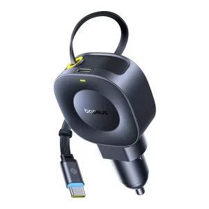 Baseus PrimeTrip VR2 Car Charger with Retractable Cable 45W - Cosmic Black - بيسوس شاحن سيارة مع كابل قابل للسحب بقوة 45 واط PrimeTrip VR2 - أسود