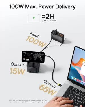 Baseus MagPro II 7-in-1 Magnetic Charging Hub 15W – Black – بيسوس قاعدة شحن مغناطيسية ٧ في ١ بقوة ١٥ واط MagPro II – أسود BASEUS