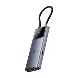Baseus Metal Gleam II 6-in-1 USB HUB – Space Grey – بيسوس محول ٦ منافذ Metal Gleam II – رمادي BASEUS