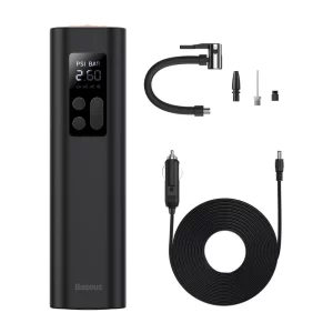 Baseus Super Mini Inflator Pump – Black – بيسوس مضخة هواء للسيارة Super Mini – أسود BASEUS