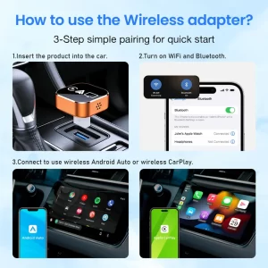 JASCO Wireless CarPlay (4 in 1 Wireless Adapter) - Cosmic Orange - محول JASCO اللاسلكي لـ CarPlay (محول لاسلكي 4 في 1) - برتقالي كوني